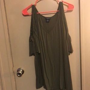 Olive green cold shoulder blouse